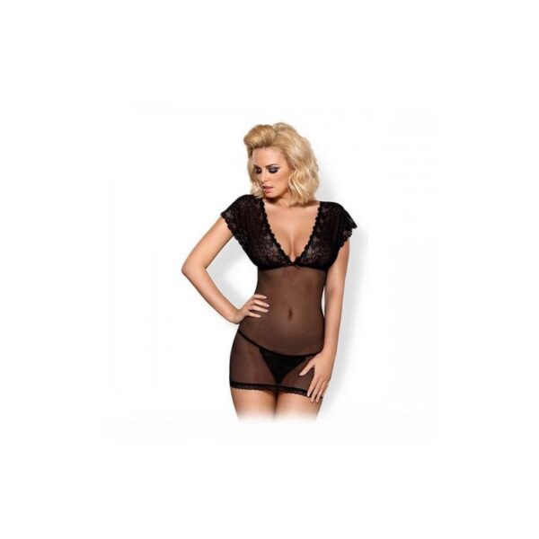 821-CHE-1 Chemise y Tanga Negro