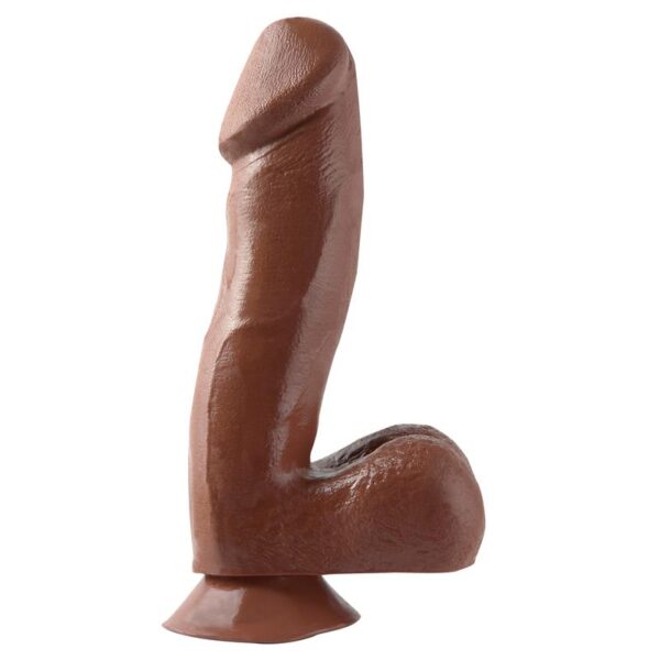 Basix Rubber Works  16,51 cm Verga y Testículos con Ventosa - Color Marrón