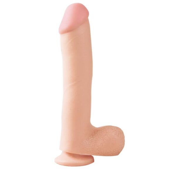 Basix Rubber Works 25,4 cm Verga y Testículos con Ventosa - Color Natural