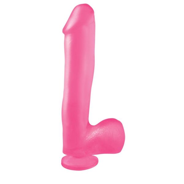 Basix Rubber Works  25,4 cm Verga y Testículos con Ventosa - Color Rosa
